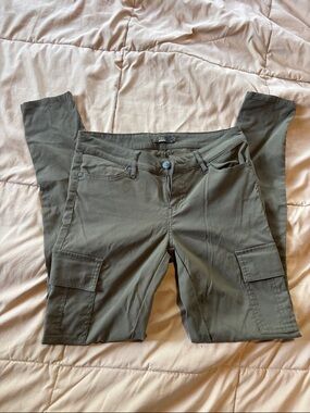 Prana Olive Utility Pants with Decorative Button